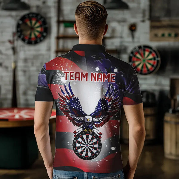 Personalized American Flag Eagle Darts Shirts For Men Custom Pride Patriotic Dart Jerseys |Black TDM2885