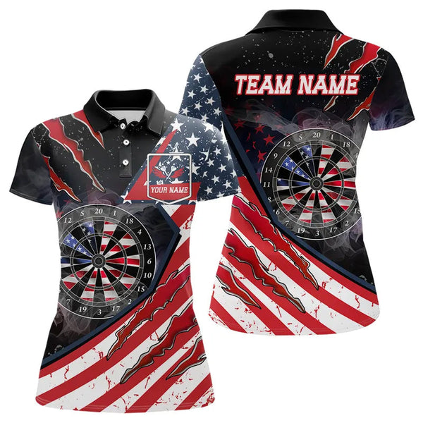American Flag Smoke Dart Shirts For Women Custom Darts Jersey Pocket Option TDM3518