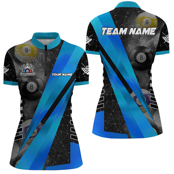 Best Custom Billiard Jerseys Uniform For Women, Personalized Tournament Billiard Shirts |Blue TDM2142