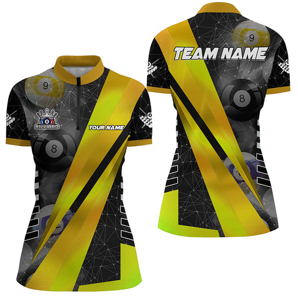 Best Custom Billiard Jerseys Uniform For Women, Personalized Tournament Billiard Shirts |Yellow TDM2144