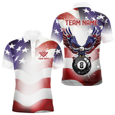 Glowing American Flag Eagle 8 Ball Pool Billiard Shirts For Men Custom Patriotic Billiard Jerseys TDM3359