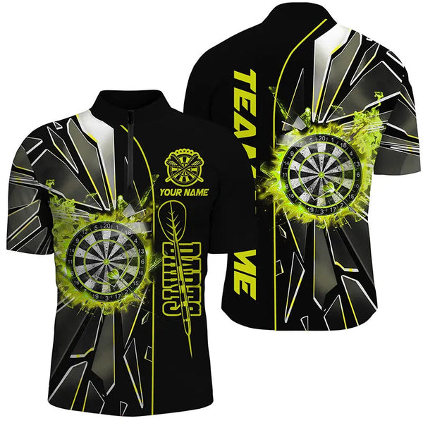 Personalized Yellow Break Glass 3D Darts Shirts For Men Custom Dart League Shirts Best Darts Jersey TDM2152
