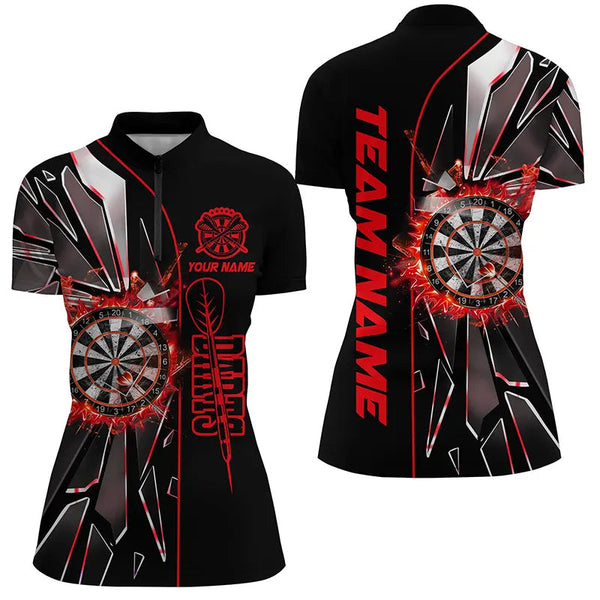 Personalized Red Break Glass 3D Darts Shirts For Women Custom Dart League Shirts Best Darts Jersey TDM2153