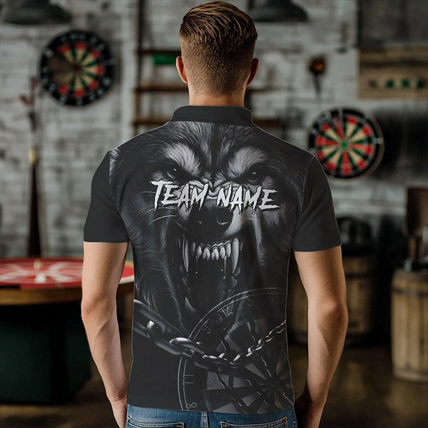 Personalized Snarling Wolf Darts Polo & Quarter Zip Custom Dart Shirts For Men Cool Dart Jerseys TDM3374