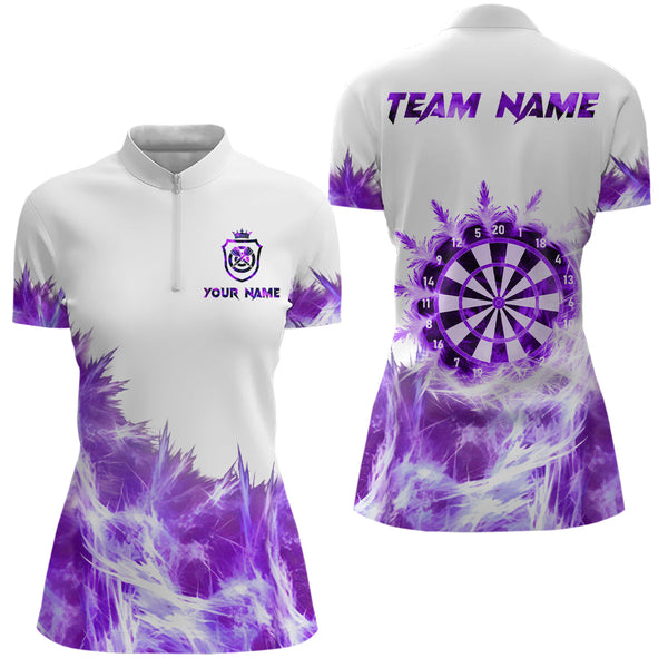 Purple Icy Light White Darts Polo & Quarter Zip Custom Dart Shirts For Women Team Darts Jerseys  TDM3684