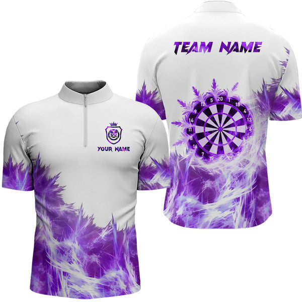 Purple Icy Light White Darts Polo & Quarter Zip Custom Dart Shirts For Men Team Darts Jerseys TDM3684