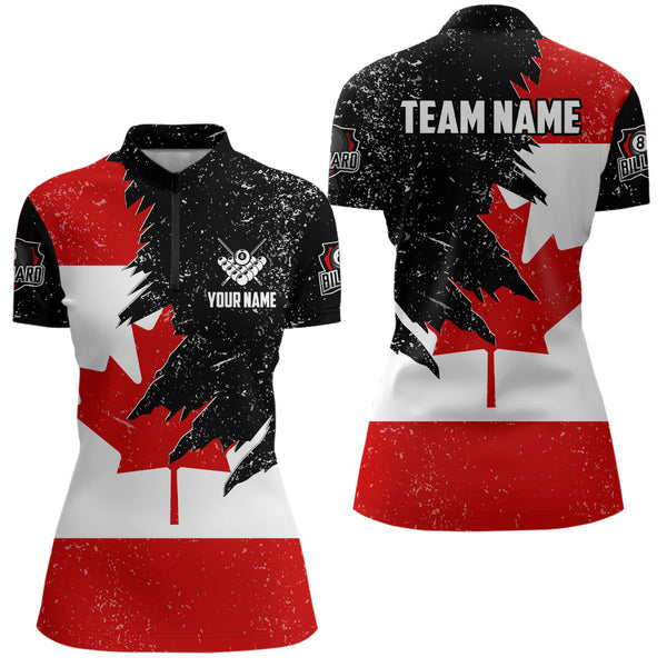 Personalized Grunge Canada Flag Billiard Shirts For Women Custom Patriotic Billiard Jerseys Uniform  TDM2177