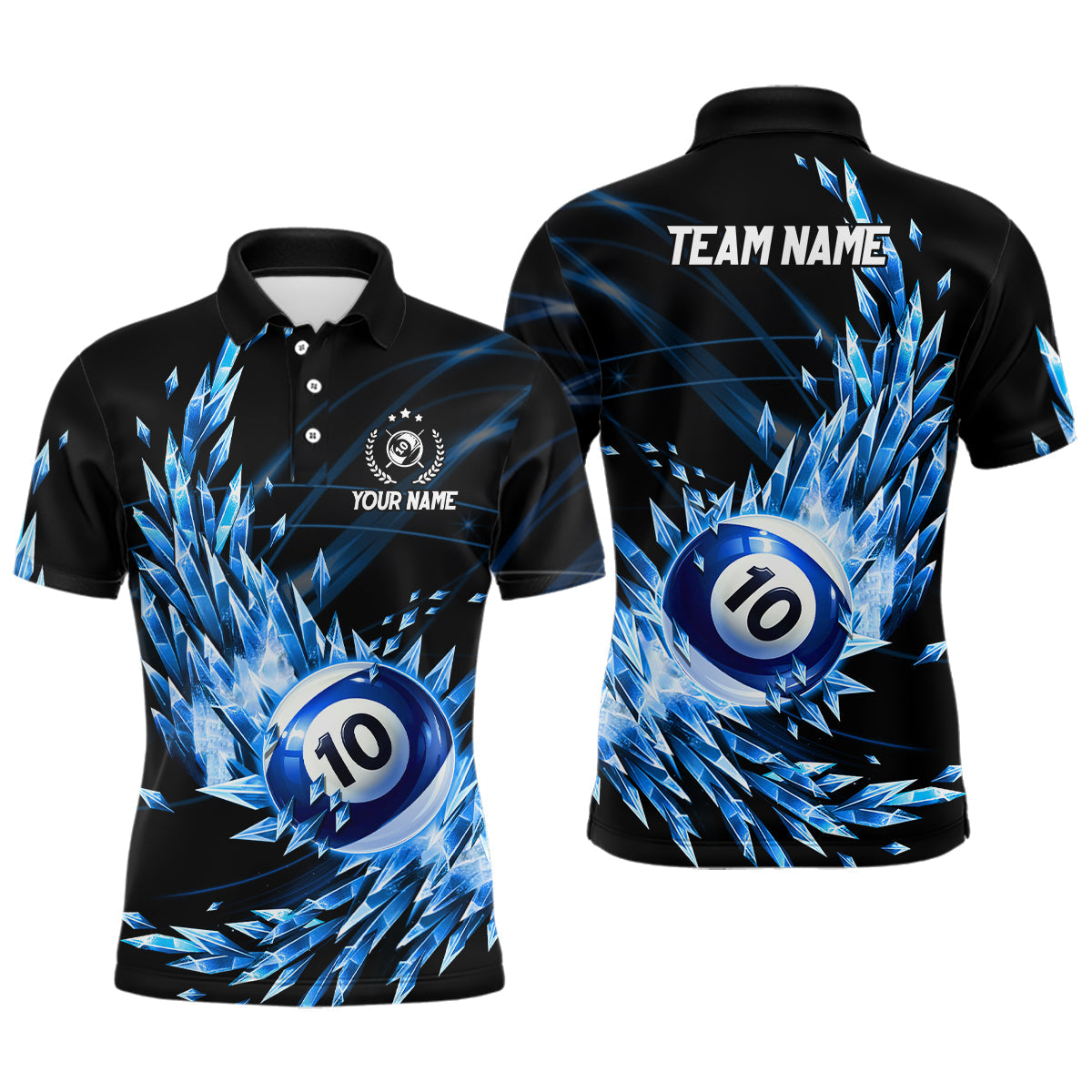 3D Blue Frozen Ice Men Billiard Shirts Personalized 10 Ball Pool Billiard Attire Jerseys TDM1773
