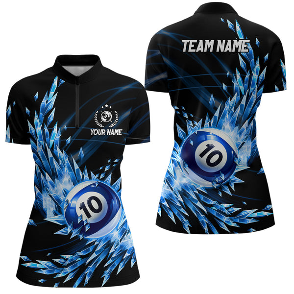 3D Blue Frozen Ice Women Billiard Shirts Personalized 10 Ball Pool Billiard Attire Jerseys TDM1773