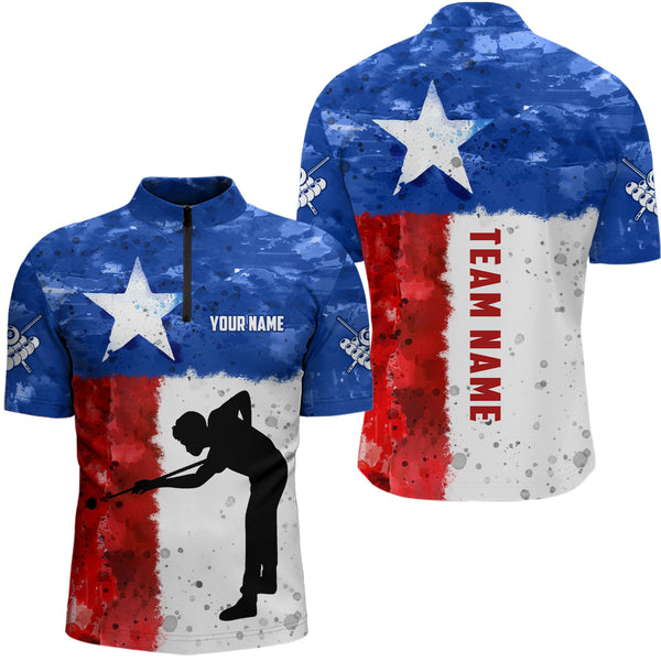 Personalized Texas Flag Billiard Shirts For Men Player Custom Patriotic Texas Billiard Jerseys TDM1784