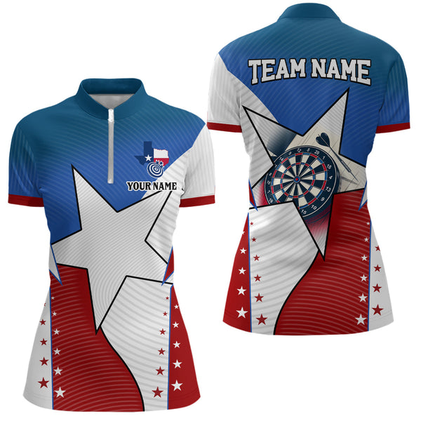 Personalized Texas Flag Darts Shirts For Women Custom Name Patriotic Texas Darts Jerseys Apparel TDM2212