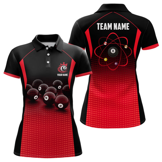 Personalized Funny Billiards Red Black Gradient All Over Print Billiard Polo Shirts For Women TDM0090
