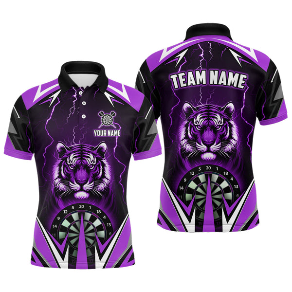 Personalized Tiger 3D Printed Darts Shirts For Men Custom Thunder Lightning Purple Darts  Jersey TDM2479