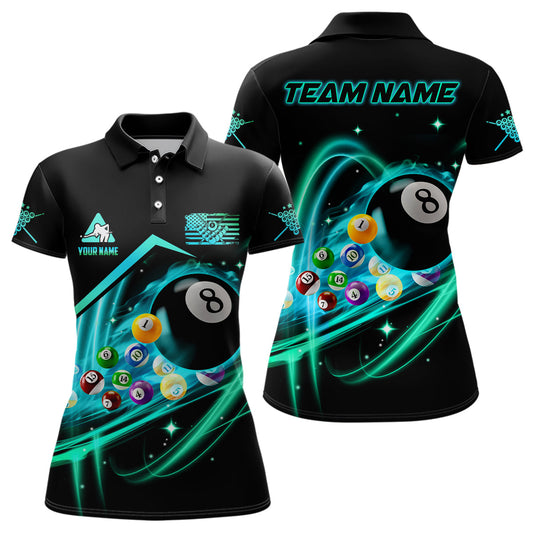 Custom Billiard Balls 3D All Over Print Billiard Polo Shirts For Women, Custom Billiard Team Shirts TDM0098