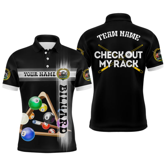 Check Out My Rack Billiard 8 Ball Custom Name 3D Polo Shirts For Men, Custom Billiard Lover Shirts TDM0102