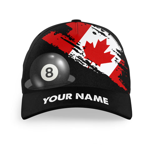 Personalized Grunge Canada Flag Billiard Caps Hats, Patriotic Canadian Billiard Baseball Caps TDM0905