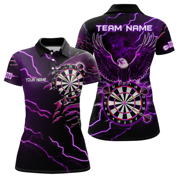 Personalized Thunder Lightning Eagle Purple Darts Shirt Polo & Quarter Zip For Women Dart Team Jersey TDM3578