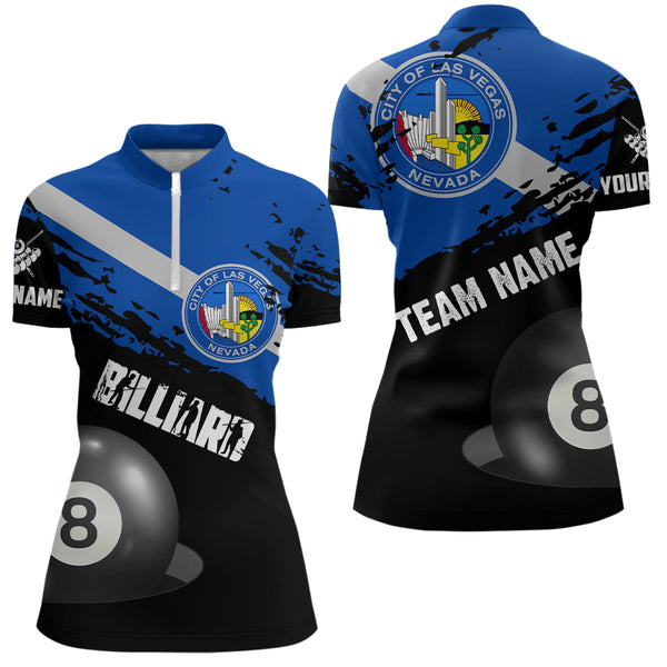 Personalized Grunge Las Vegas Flag 8 Ball Billiard Shirts For Women Custom Patriotic Billiard Jerseys TDM2047