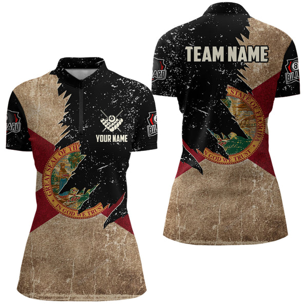 Personalized Retro Florida Flag Billiard Women Pool Shirts Custom Patriotic Billiard Jerseys Uniform TDM2064