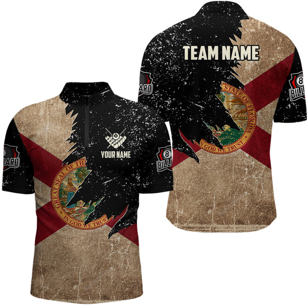 Personalized Retro Florida Flag Billiard Men Pool Shirts Custom Patriotic Billiard Jerseys Uniform TDM2064