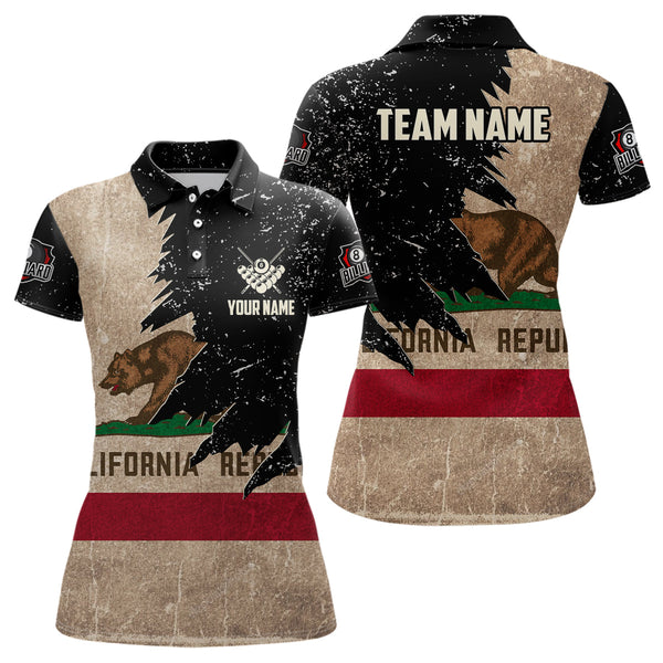 Personalized Retro California Flag Women Billiard Pool Shirt Custom Patriotic Billiard Jerseys TDM2065