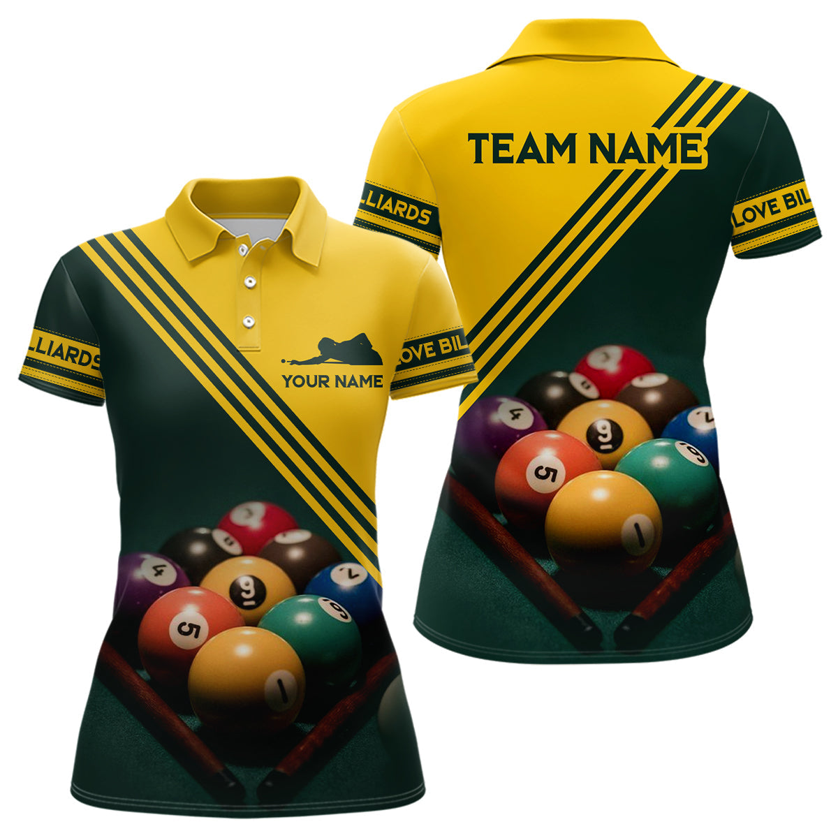 Billiard Ball Set Custom 3D Full Printing Polo Shirts For Women, Personalized  Billiard Gifts Idea TDM0158