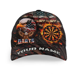 Personalized American Flag Dartboard Fire Flame Eagle Darts Hat Custom Patriotic 3D Dart Baseball Cap TDM3261