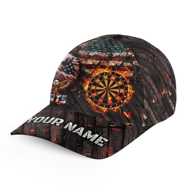 Personalized American Flag Dartboard Fire Flame Eagle Darts Hat Custom Patriotic 3D Dart Baseball Cap TDM3261