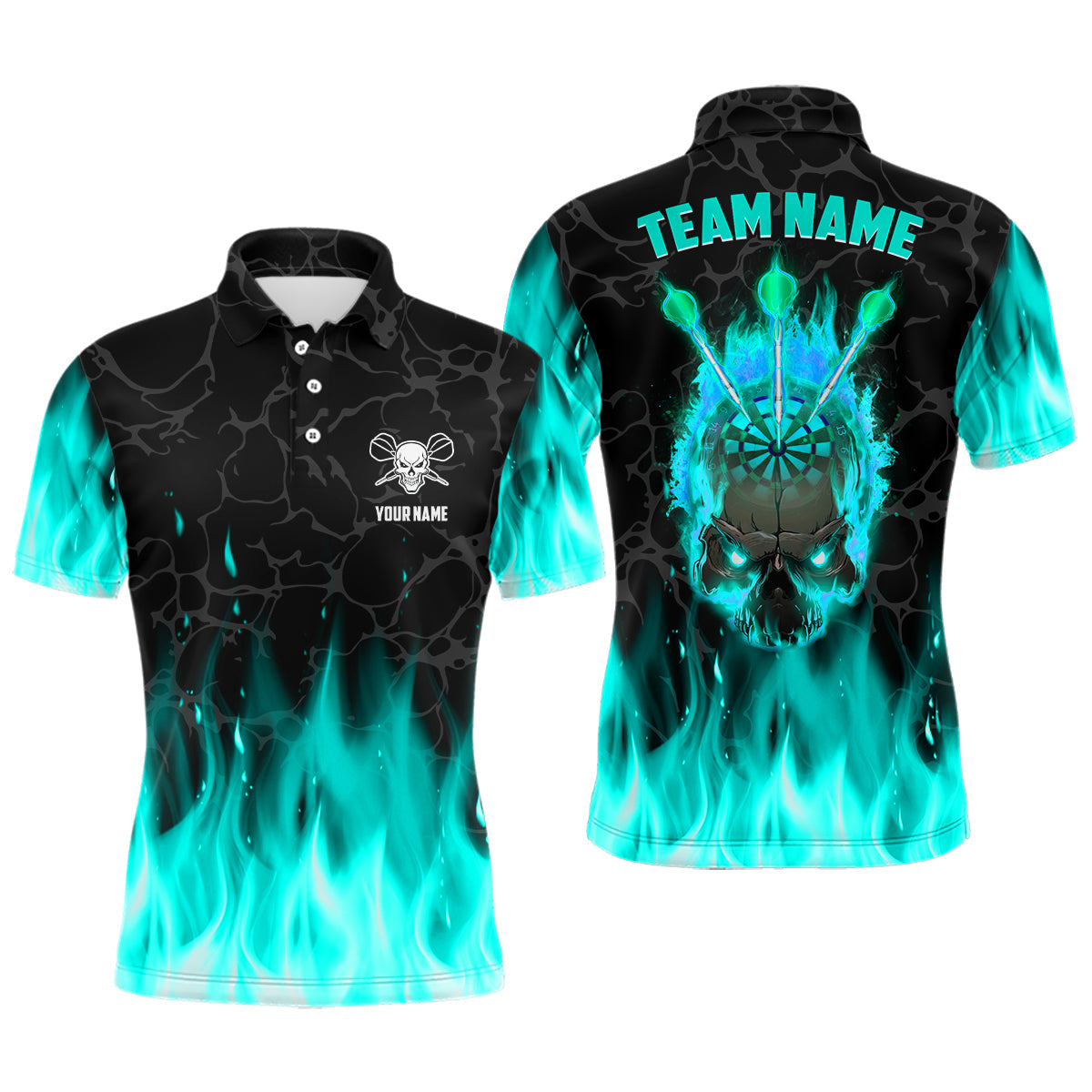 Fire Flame Skull Mens Darts Polo And Quarter Zip Shirt Custom Scary Dart Myfihu 5067