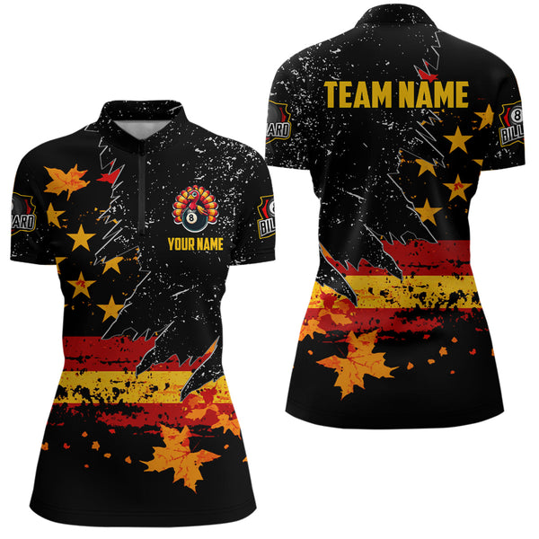 Personalized Retro Autumn American Flag Women Billiard Jerseys Patriotic Thanksgiving Billiard Shirts TDM2820