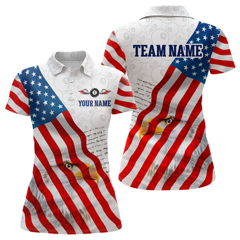 American Flag Eagle 8 Ball Billiard Shirts For Women Custom Pride Patriotic Team Billiard Jerseys TDM3305