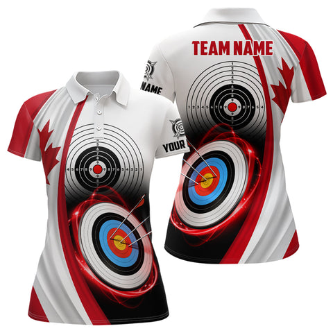 Canadian Flag Archery 3d Target Custom Women Polo Shirts, Patriotic Canada Archery Jerseys For Team TDM0993