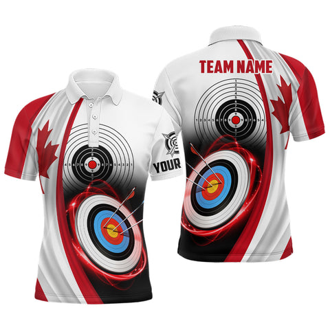 Canadian Flag Archery 3d Target Custom Men Polo Shirts, Patriotic Canada Archery Jerseys For Team TDM0993