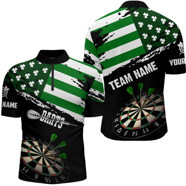 Personalized US Flag St Patrick Day Dart Shirts For Men Custom Patriotic Shamrock Darts Jerseys TDM3643