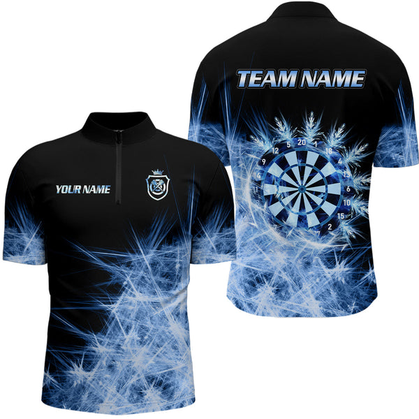 Blue Icy Light Mens Darts Polo & Quarter Zip Shirts Custom Dart Shirts For Team Darts Jerseys TDM3320