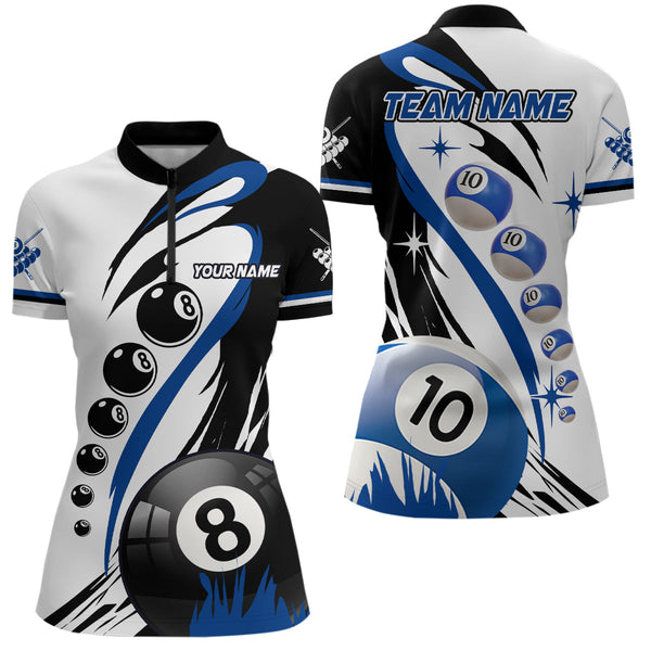 Personalized Billiard 8 Ball & 10 Ball Pool Billiard Shirts For Women Custom Billiard Team Jerseys TDM3650