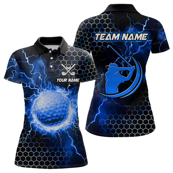 Blue Lightning thunder golf ball Womens golf polos shirts custom cool golf shirt for women NQS9284