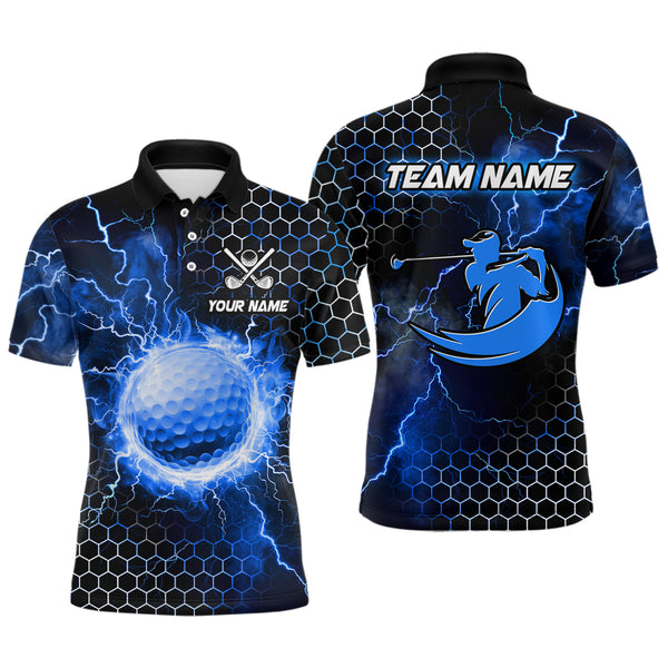 Blue Lightning thunder golf ball Mens golf polos shirts custom cool golf shirt for men NQS9284