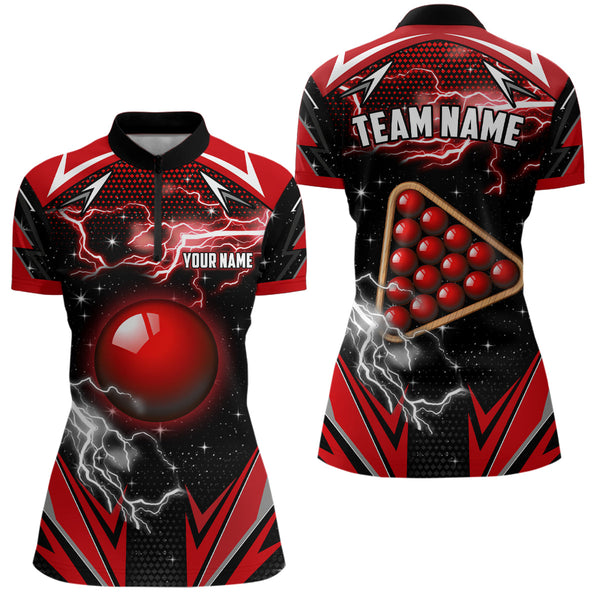 Personalized Snooker Thunder Lightning 3D Printed Women Billiard Shirt, Snooker Billiard Jerseys |Red TDM1942