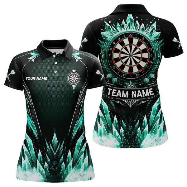 Personalized Turquoise Icy Dartboard Custom Darts Polo & Quarter Zip For Women, Team Dart Jerseys TDM3670