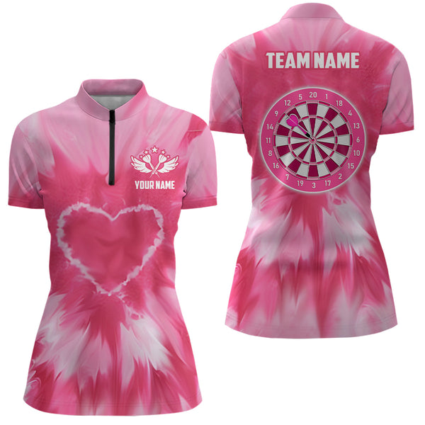 Personalized Pink Tie Dye Darts Board Women Darts Shirts Custom Darts Jerseys, Gift For Darts Lover TDM1580