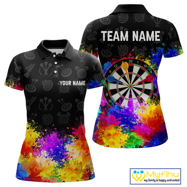 Funny Dartboard Colorful Grunge Dart Shirts For Women | Darts Team Jerseys – Polo & Quarter Zip TDM3964