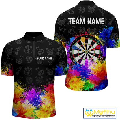 Funny Dartboard Colorful Grunge Dart Shirts For Men | Darts Team Jerseys – Polo & Quarter Zip TDM3964