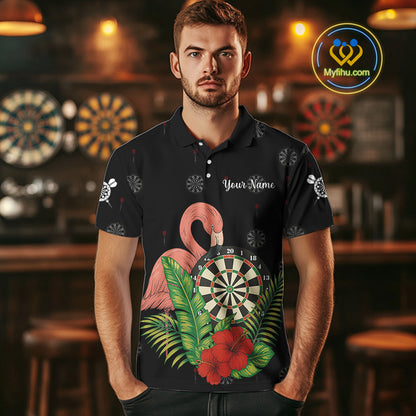 Personalized Tropical Flamingo Darts Shirt For Men Custom Funny Darts Jerseys Custom Darts Gifts TDM4345