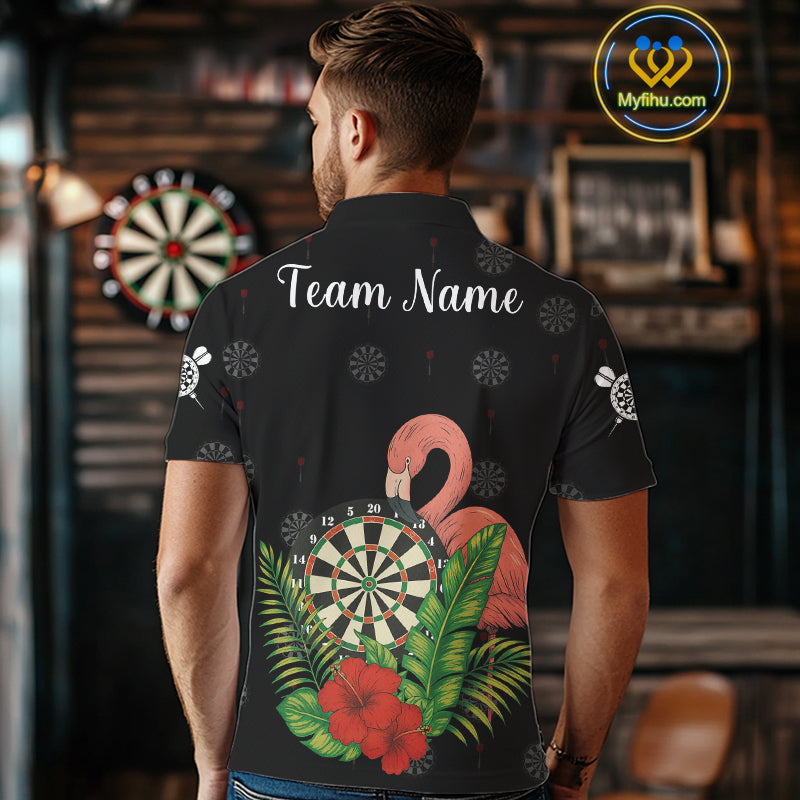 Personalized Tropical Flamingo Darts Shirt For Men Custom Funny Darts Jerseys Custom Darts Gifts TDM4345