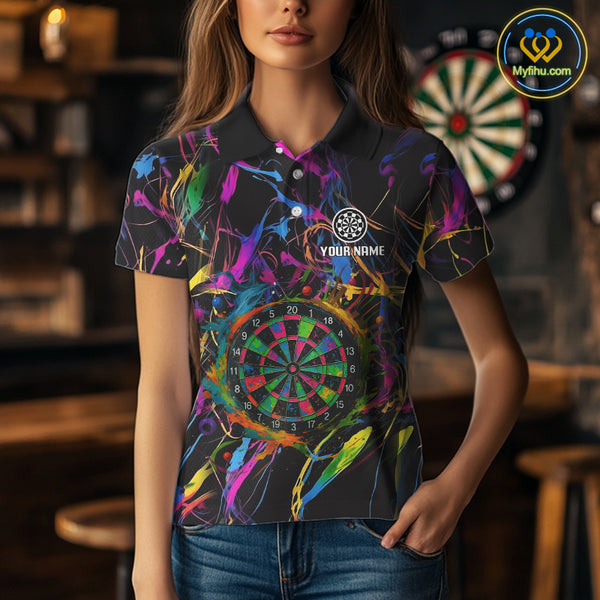 Funny Colorful Dartboard Graffiti Style Dart Shirts For Women Custom Darts Team Jerseys, Darts Gifts TDM4113