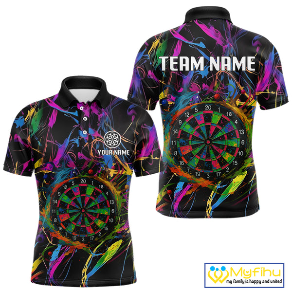 Funny Colorful Dartboard Graffiti Style Dart Shirts For Men Custom Darts Team Jerseys, Darts Gifts TDM4113