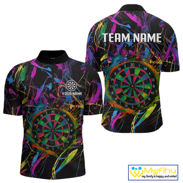 Funny Colorful Dartboard Graffiti Style Dart Shirts For Men Custom Darts Team Jerseys, Darts Gifts TDM4113
