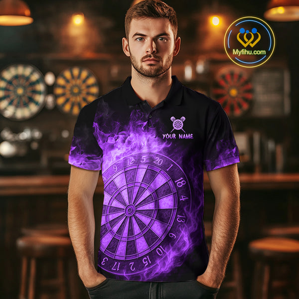 Personalized 3D Purple Dartboard Dragon Flame Dart Shirts For Men Custom Darts Team Jerseys TDM4312