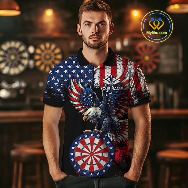 Personalized Patriotic Eagle Dartboard Jersey For Men Custom American Flag Darts Team Shirt TDM4755